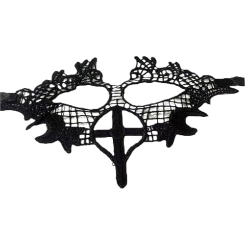 xotoa Schwarze, bestickte Halbgesichtsmaske mit Spitze, Halloween-Maskenmaske(Crossblack,Random 10 pieces) von xotoa