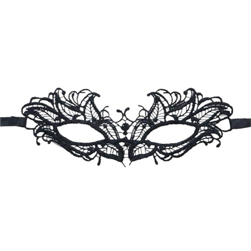 xotoa Schwarze, bestickte Halbgesichtsmaske mit Spitze, Halloween-Maskenmaske(Devilblack,Random 10 pieces) von xotoa