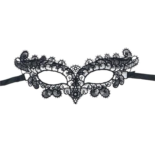 xotoa Schwarze, bestickte Halbgesichtsmaske mit Spitze, Halloween-Maskenmaske(Flowerfairystyleblack,Random 10 pieces) von xotoa