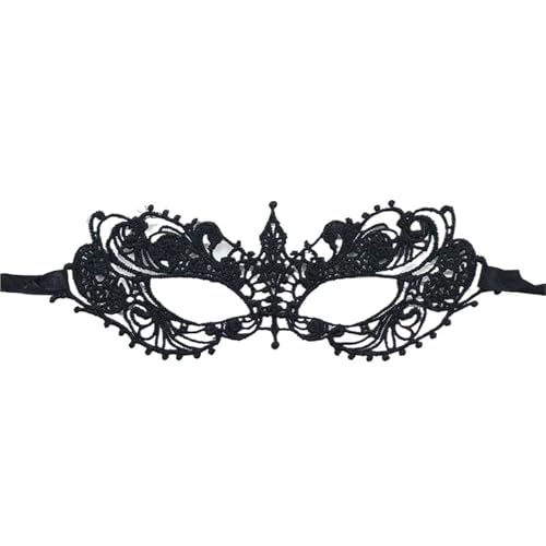 xotoa Schwarze, bestickte Halbgesichtsmaske mit Spitze, Halloween-Maskenmaske(Knightstyleblack,Random 10 pieces) von xotoa