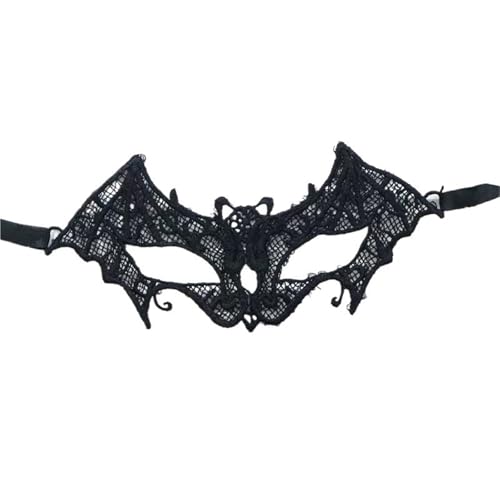 xotoa Schwarze, bestickte Halbgesichtsmaske mit Spitze, Halloween-Maskenmaske(Littlebatblack,Random 10 pieces) von xotoa