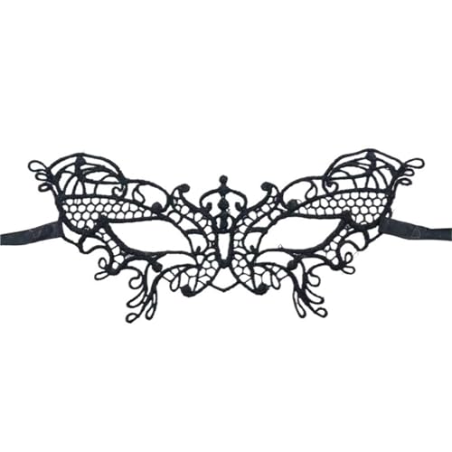 xotoa Schwarze, bestickte Halbgesichtsmaske mit Spitze, Halloween-Maskenmaske(Littlebutterflyblack,Random 10 pieces) von xotoa