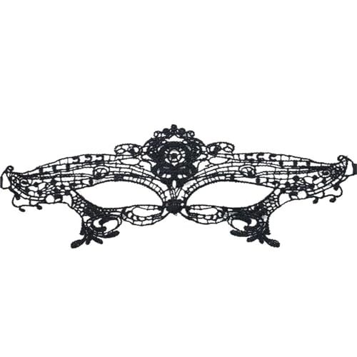 xotoa Schwarze, bestickte Halbgesichtsmaske mit Spitze, Halloween-Maskenmaske(Queenstyleblack,Random 10 pieces) von xotoa