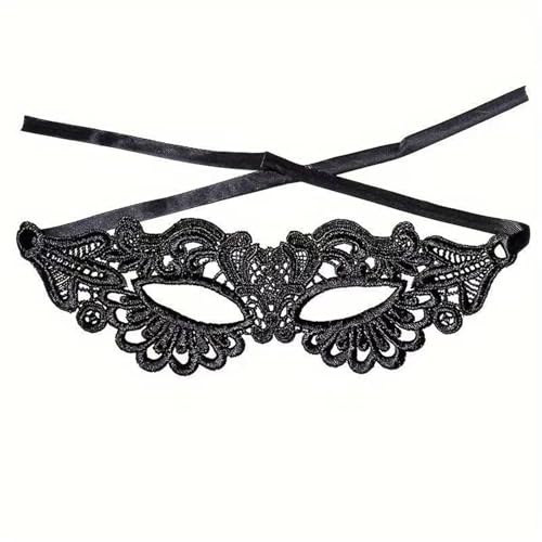 xotoa Schwarze, bestickte Halbgesichtsmaske mit Spitze, Halloween-Maskenmaske(Robinblack,Random 10 pieces) von xotoa