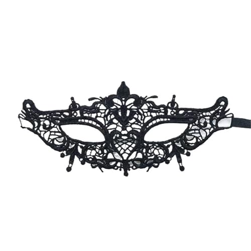 xotoa Schwarze, bestickte Halbgesichtsmaske mit Spitze, Halloween-Maskenmaske(Roselleblack,Random 10 pieces) von xotoa