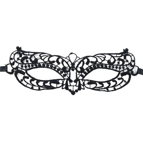 xotoa Schwarze, bestickte Halbgesichtsmaske mit Spitze, Halloween-Maskenmaske(Waterbeadsblack,Random 10 pieces) von xotoa