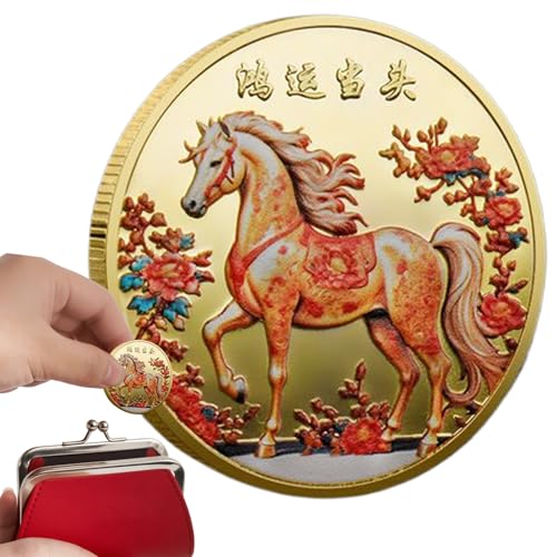xowwyue Chinesisches Mondneujahr Münze | Glücksmünze Sammlerstück - Jahr des es 2026 Andenken Deko für asiatisches Neujahr Home Schreibtisch Bücherregal Männer Frauen Erwachsene Kinder Sammler von xowwyue