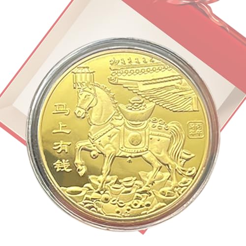 xowwyue Chinesisches Neujahr Goldene Glücksmünze,Chinesisches Neujahr Gedenkmünze | Sammlerstück Andenken Erinnerung für Familie Männer Frauen von xowwyue