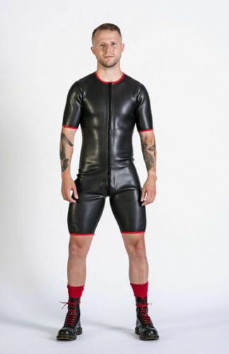 xrubber Kurzoverall 1,5mm Rv vom Hals bis zur hinteren Taille S (Rot, XL) von xrubber