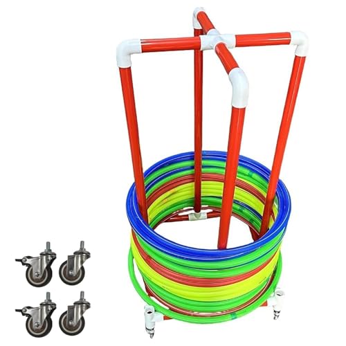 xywlmiegen Hula-Hoop-Halter mit Rädern, mobiler Präsentationswagen mit großer Kapazität, PVC-Gym-Hoop-Organizer-Rack for das Heim-Fitnessstudio, das Büro, den Mittelschulsport(50cm) von xywlmiegen