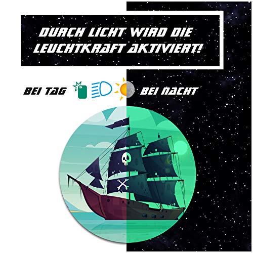 yabaduu Schutzfolie für Tonie Lauscher Design Aufkleber Cover für Kopfhörer kindgerecht passgenau selbstklebend Folie Zubehör für Kinder Spielzeug (Nr. 25 Piratenschiff, Nachtleuchtend) von Finest Folia