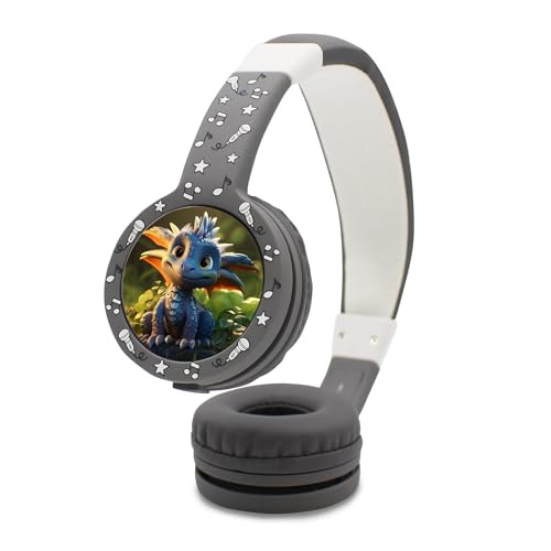 Yabaduu Schutzfolie Süße Tiere kompatibel mit Toniebox Lauscher Station Aufkleber personalisierbar Zubehör für Kinder Spielzeug passgenau selbstklebend Y055 (Nr. 64 Drache blau, Kopfhörer Folie) von yabaduu