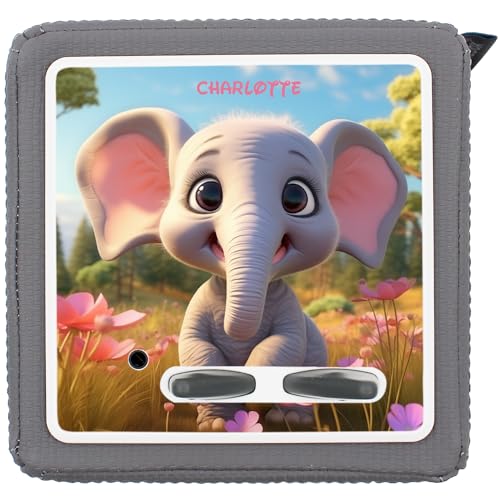 yabaduu Schutzfolie Süße Tiere kompatibel mit Toniebox Lauscher Station Aufkleber personalisierbar Zubehör für Kinder Spielzeug passgenau selbstklebend Y031 (Nr. 53 Elefant, Mit Wunschname) von yabaduu