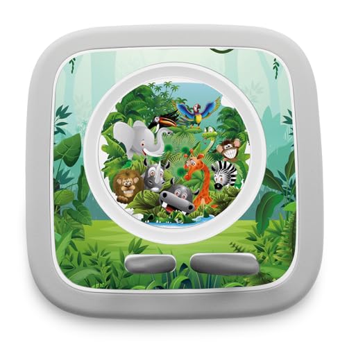 yabaduu Schutzfolie kompatibel mit Toniebox 2 passgenaue Folie mit Motiv Zubehör selbstklebendes Schutzcover Design Aufkleber Designfolie Kratzschutz für Kinder Spielzeug Y015 (12 Dschungel) von yabaduu