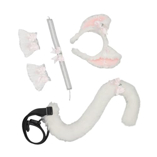 yabaikekeji Catgirl Kostüm-Zubehör, Katzenohren-Haarband, Spitzen-Choker-Halskette, Handgelenkmanschetten, Schwanz für Frauen und Mädchen, Rollenspiele yabaikekeji Catgirl Kostüm-Zubehör, Katzenohren-Haarband, Spitzen-Choker-Halskette, Handgelenkmanschetten, Schwanz für Frauen und Mädchen, Rollenspiele von yabaikekeji
