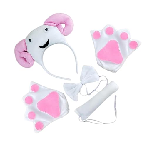 yabaikekeji Halloween-Tier-Outfit, Schaf-Kostüm, Zubehör mit Stirnband, Schwanz, Fliege, Handschuhe für Kinder, Erwachsene, Halloween, Geburtstag yabaikekeji Halloween-Tier-Outfit, Schaf-Kostüm, Zubehör mit Stirnband, Schwanz, Fliege, Handschuhe für Kinder, Erwachsene, Halloween, Geburtstag von yabaikekeji