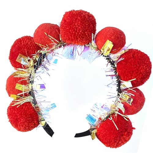 yabaikekeji Lametta-Pompons, Stirnband für Tanz, Bühne, Spielkostüm, Karneval, auffälliges Nietenkostüm von yabaikekeji