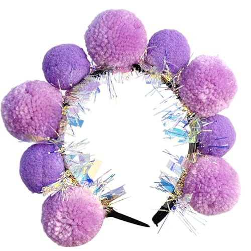 yabaikekeji Lametta-Pompons, Stirnband für Tanz, Bühne, Spielkostüm, Karneval, auffälliges Nietenkostüm von yabaikekeji