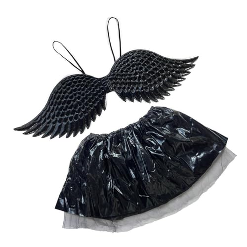 yabaikekeji Metallisches Flügel- und Rock-Set, bequem zu tragen für Kinder, Mädchen, Weihnachten, Geburtstag, Cosplay, Halloween, Cosplay-Zubehör yabaikekeji Metallisches Flügel- und Rock-Set, bequem zu tragen für Kinder, Mädchen, Weihnachten, Geburtstag, Cosplay, Halloween, Cosplay-Zubehör von yabaikekeji