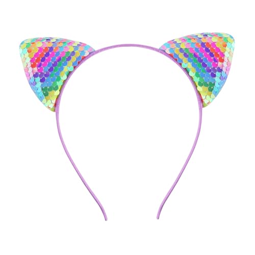 yabaikekeji Stilvoller Ohr-Kopfschmuck mit glitzernden blauen Pailletten, Kostüm-Kopfband, Cosplay-Kopfbedeckung, geeignet für verschiedene Anlässe von yabaikekeji