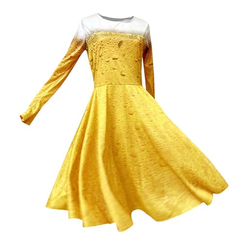 yakermur Bierfest-Kostüm, weiblich, gelbes Kleid, angenähte Schürze, Oktoberfest-Kostüm, Herren, Damen, 70er, 80er, 90er, Oktober-Festival yakermur Bierfest-Kostüm, weiblich, gelbes Kleid, angenähte Schürze, Oktoberfest-Kostüm, Herren, Damen, 70er, 80er, 90er, Oktober-Festival von yakermur