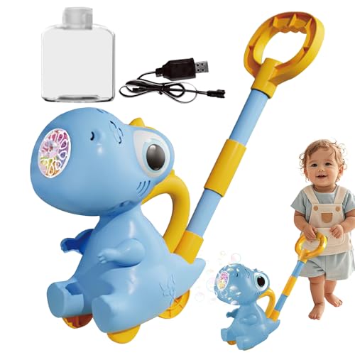 yakermur Bubble Lawn Mower, Dinosaurier Bubble Blower,Blasengebläser Maker - 10 Löcher, Gartenunterhaltung, Dinosaurier -Push -Hinterhofspielzeug für Outdoor von yakermur