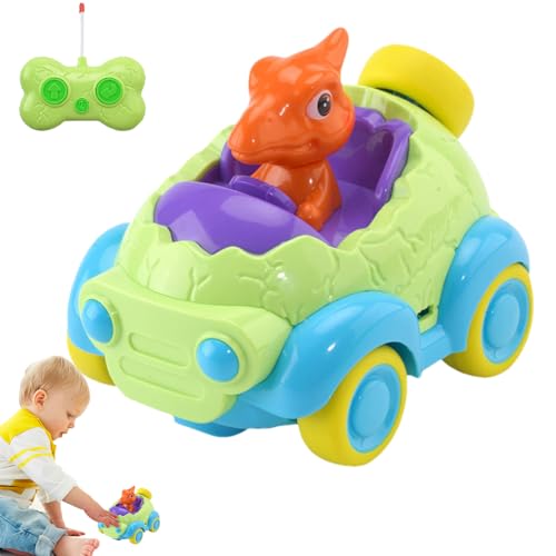 yakermur Dinosaurier-Rennauto, Dinosaurier-Spielzeug – Cartoon-Carsinet, lustig, Rennauto, wiederaufladbar mit Licht und Musik, sportliches Rennspielzeug, Modell von yakermur