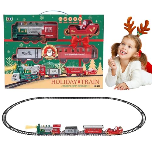 yakermur Elektrische Zugset, Elektromutschicht Set - Weihnachtstspielzeug mit Licht und,Cargo Car Railway Tracks, elektrische Lokomotive für Kinder yakermur Elektrische Zugset, Elektromutschicht Set - Weihnachtstspielzeug mit Licht und,Cargo Car Railway Tracks, elektrische Lokomotive für Kinder von yakermur