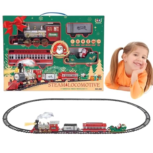 yakermur Elektrische Zugstrecke, Spielzeugzug Set für - Weihnachtstspielzeug mit Licht und - Cargo Car Railway Tracks, elektrische Lokomotive für Kinder yakermur Elektrische Zugstrecke, Spielzeugzug Set für - Weihnachtstspielzeug mit Licht und - Cargo Car Railway Tracks, elektrische Lokomotive für Kinder von yakermur