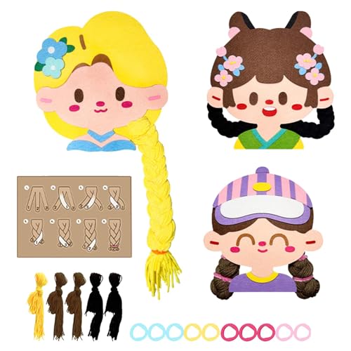 yakermur Flechtbuch für Flechthaare, Flechtspielzeug für Flechtbücher für Mädchen - Braid Princess Hair Busy Book Lehrmaterial - Motorik-Sortierspielzeug, handgefertigtes Flechtspielzeug aus Filz für yakermur Flechtbuch für Flechthaare, Flechtspielzeug für Flechtbücher für Mädchen - Braid Princess Hair Busy Book Lehrmaterial - Motorik-Sortierspielzeug, handgefertigtes Flechtspielzeug aus Filz für von yakermur
