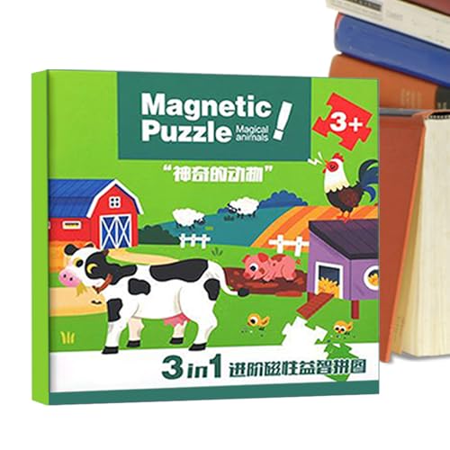 yakermur Magnetischer Puzzle-Buch – Lernspiel für Kinder – Lernspiel 2 3 4 5 6 Jahre Jungen Mädchen Kindergarten Preschool 2 6 Jahre von yakermur