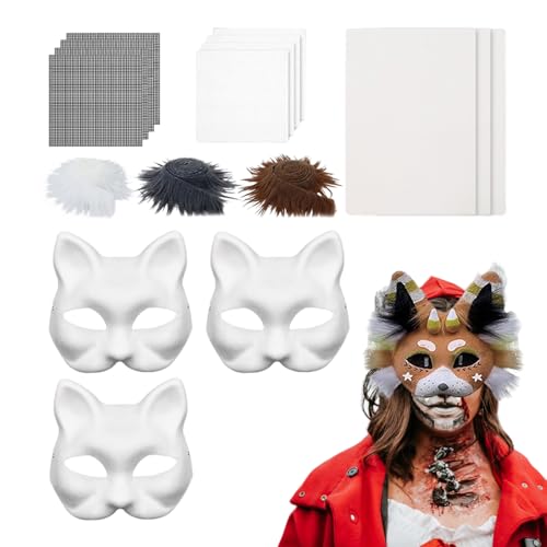 yakermur Tier Gesichtsmaske Set - Katzenjunges Bastelset Für Kostümmasken | Verkleidung Cosplay Zubehör für Erwachsene Kinder Haustierfans Fotoshootings Weihnachtsmaskerade von yakermur