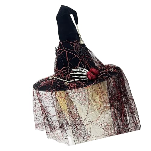 Spinnennetz-Hexenhut mit Skelett-Hand und Totenkopf-Muster, Halloween-Party-Dekoration, Kopfbedeckung für Rollenspiele, Event, Halloween-Kostüm-Zubehör Spinnennetz-Hexenhut mit Skelett-Hand und Totenkopf-Muster, Halloween-Party-Dekoration, Kopfbedeckung für Rollenspiele, Event, Halloween-Kostüm-Zubehör von yanwuwa