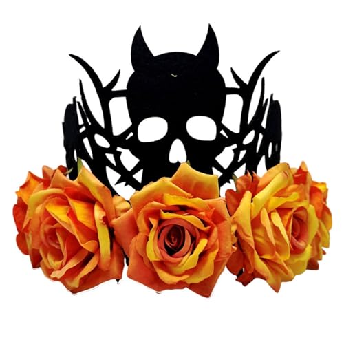 yanwuwa Halloween-Kopfschmuck, Hexe, Teufelskronen mit Rose, weicher Stoff, Kostümzubehör für Erwachsene und Kinder yanwuwa Halloween-Kopfschmuck, Hexe, Teufelskronen mit Rose, weicher Stoff, Kostümzubehör für Erwachsene und Kinder von yanwuwa