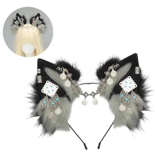 yanwuwa Pelzige Wolfsohren Stirnbänder Mode Halloween Party Zubehör für Cosplay Kostümpartys und Themenveranstaltungen yanwuwa Pelzige Wolfsohren Stirnbänder Mode Halloween Party Zubehör für Cosplay Kostümpartys und Themenveranstaltungen von yanwuwa
