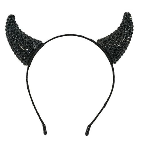 yanwuwa Strass Teufelshorn Stirnbänder Halloween Kopfbedeckung Verstellbarer Haarreifen für Halloween Kostüm Zubehör von yanwuwa