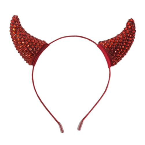 yanwuwa Strass Teufelshorn Stirnbänder Halloween Kopfbedeckung Verstellbarer Haarreifen für Halloween Kostüm Zubehör von yanwuwa