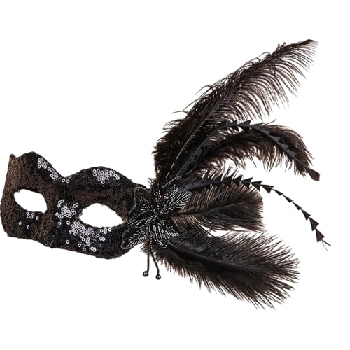 yanwuwa Venezianer-Augenmaske mit Pailletten, Federn, Halbgesicht, für Maskeraden, Bälle, Halloween, Party, Cosplay, Foto, Karneval, Kostüm, Zubehör-Set für Männer, Erwachsene, Frauen yanwuwa Venezianer-Augenmaske mit Pailletten, Federn, Halbgesicht, für Maskeraden, Bälle, Halloween, Party, Cosplay, Foto, Karneval, Kostüm, Zubehör-Set für Männer, Erwachsene, Frauen von yanwuwa