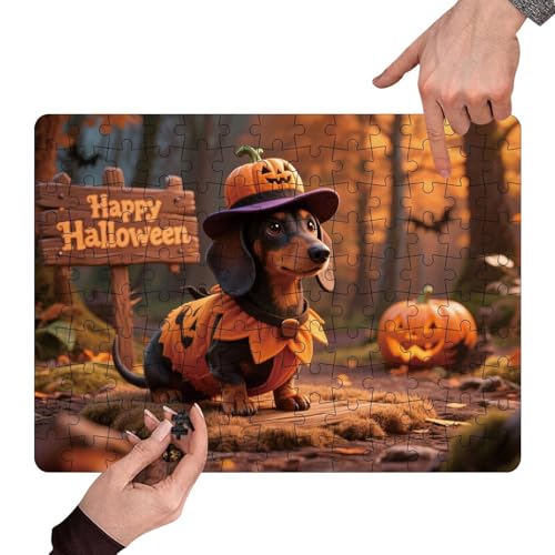 yanzisura Halloween Puzzles,130 Teile Puzzles mit Kürbis und Tieren - Lernspielzeug Anspruchsvoller Spielspaß Als Halloween Dekoration Für Den Familienabend von yanzisura