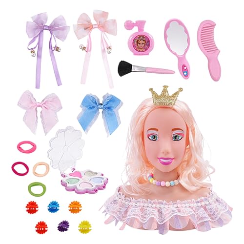 yanzisura Make-up- und Haarstyling-Puppe, Puppenkopf für Make-up-Übungen für Kinder - Stylingkopf Haarmodellkopf - 20X Make-up-Kopf, Haar-Styling-Puppe mit Kosmetik-Haar-Accessoires, yanzisura Make-up- und Haarstyling-Puppe, Puppenkopf für Make-up-Übungen für Kinder - Stylingkopf Haarmodellkopf - 20X Make-up-Kopf, Haar-Styling-Puppe mit Kosmetik-Haar-Accessoires, von yanzisura