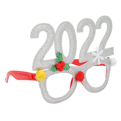 yaogohua Weihnachtsbrille, Weihnachtsdekoration, Brillen, Kunststoff, Fotografie-Requisiten, Neujahrsparty-Brille, modisch (ohne Linse) (Silber) von yaogohua