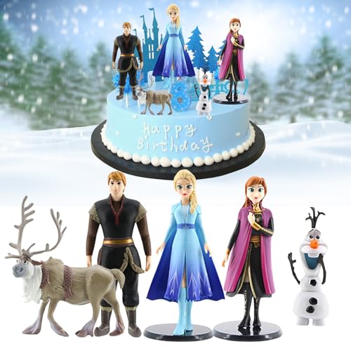 5Pcs Frozen Kuchendekoration Figuren, Die Eiskönigin Tortendeko, Gefrorene Kuchen Topper Figuren Set (Elsa und Anna Prinzessin Schneewittchen Olaf Mulan) von yarbeaut