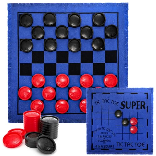 Yarlung Giant Checkers Set Tic Tac Toe Game, 3 in 1 Jumbo Checkers Game Board for Family Camping, Yard, Lawn Games, 2 Players, Blue Reversible Rug Yarlung Giant Checkers Set Tic Tac Toe Game, 3 in 1 Jumbo Checkers Game Board for Family Camping, Yard, Lawn Games, 2 Players, Blue Reversible Rug von yarlung