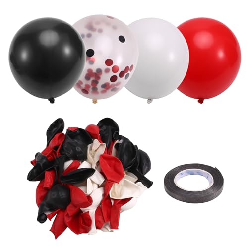yasoe Rote und Schwarze Luftballons, 67 Stück 12 Große Schwarz-Rote Konfetti-Luftballons mit Bändern für Geburtstage, Hochzeiten yasoe Rote und Schwarze Luftballons, 67 Stück 12 Große Schwarz-Rote Konfetti-Luftballons mit Bändern für Geburtstage, Hochzeiten von yasoe
