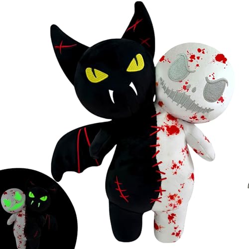 yayafunfun Halloween Kuscheltier Fledermausgeist, 25cm Halloween Plüschtier Gruselige, Schwarz Kreative Monster, Weich Plüsch Kissen für Kinder Hallo-ween Geburtstagsgeschenke Weiches Bett Sofa Deko von yayafunfun