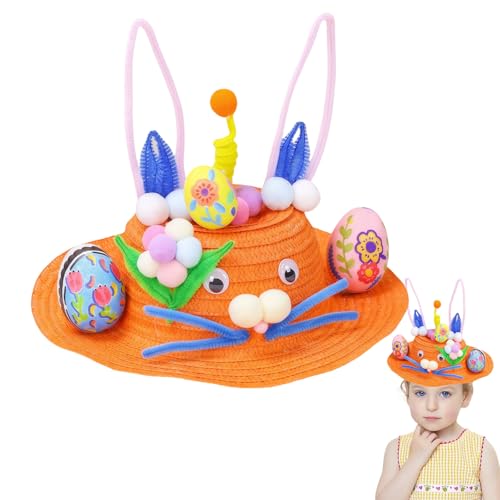 yayafunfun Osterhut-Bastelset für Kinder, Oster-Cartoon-Kappe, Bastelset mit Strohhüten, Aquarellstift, Ei, Haarball für Jungen, Mädchen, Party-Favoriten und Geschenke, Schulumzug yayafunfun Osterhut-Bastelset für Kinder, Oster-Cartoon-Kappe, Bastelset mit Strohhüten, Aquarellstift, Ei, Haarball für Jungen, Mädchen, Party-Favoriten und Geschenke, Schulumzug von yayafunfun
