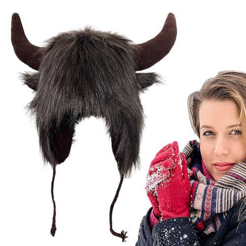 Bisonhut, warmer Plüsch Hornhut - Winterhüte, flauschige Ohren Kopfbedeckungen für Männer und Frauen für Tiere-Cosplay, Pelzmütze für den Außenbereich Bisonhut, warmer Plüsch Hornhut - Winterhüte, flauschige Ohren Kopfbedeckungen für Männer und Frauen für Tiere-Cosplay, Pelzmütze für den Außenbereich von ycezw
