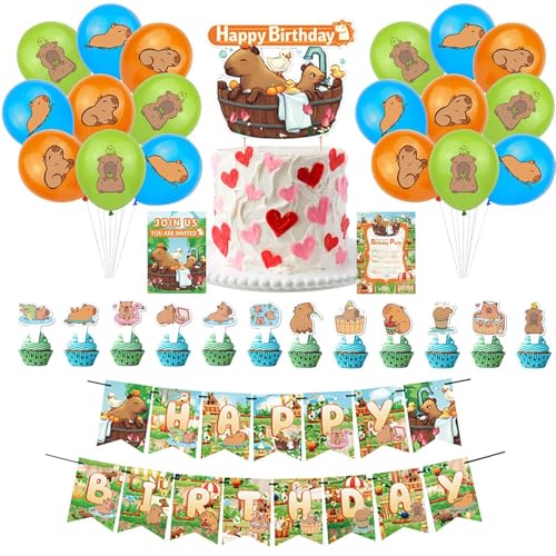 Capybara-Geburtstagsparty-Dekorationen, Capybara-Partyballon-Set – einfach zu basteln, für Geburtstagsfeiern, Fotozubehör von ycezw