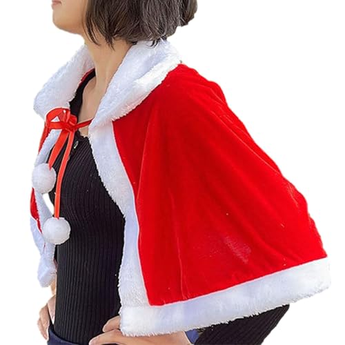 Damen Claus Umhang - Eleganter Weihnachtsmann-Schal, Umhang für Weihnachtskostüm, Warmer Mantel für Frauen und Mädchen, lustiges festliches Accessoire für Winterpartys und Feiern, m von ycezw