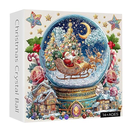 Festliche Puzzlekugel – Weihnachts-Kristallkugel, Saisonale Winterlandschaft, Leuchtendes Farbdesign Mit Kunstvollen Details, Dekoratives Kunsthandwerk | Kamindekoration Für Familienfeiern von ycezw